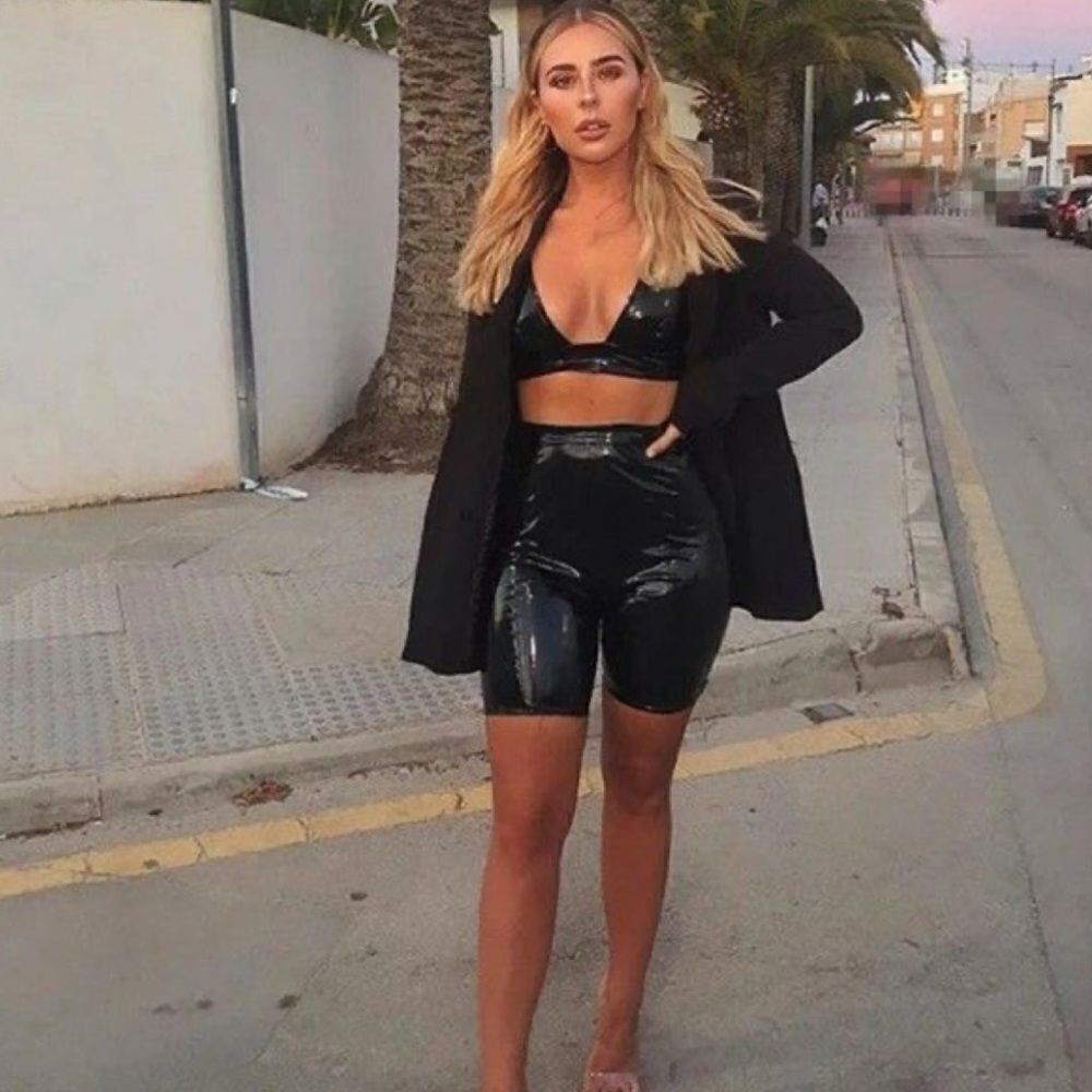 Faux leather biker shorts